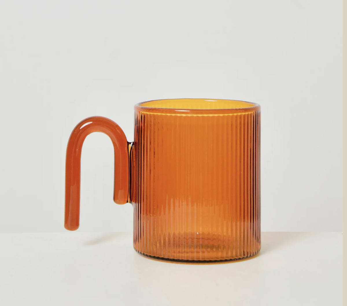 Archer Ribbed Glass Cup | Amber