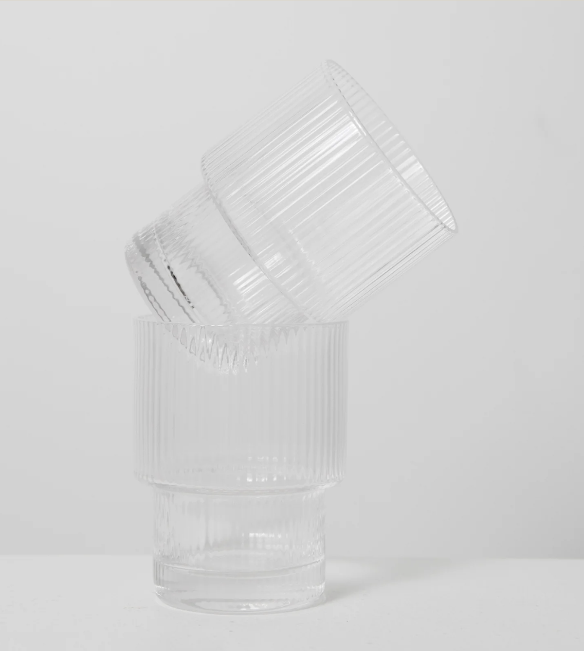 Linnea Ribbed Glass Tumbler (Set 4)