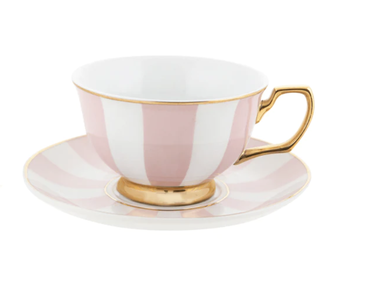 Teacup & Saucer | Blush Stripes