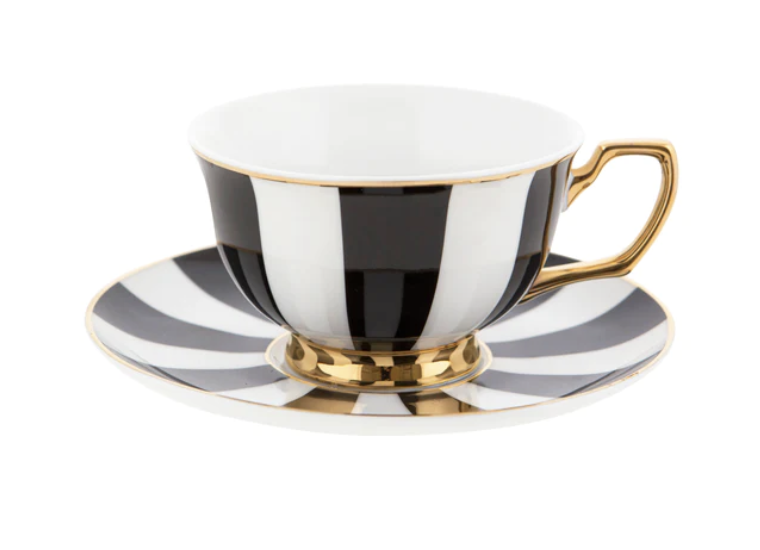 Teacup & Saucer | Ebony Stripes