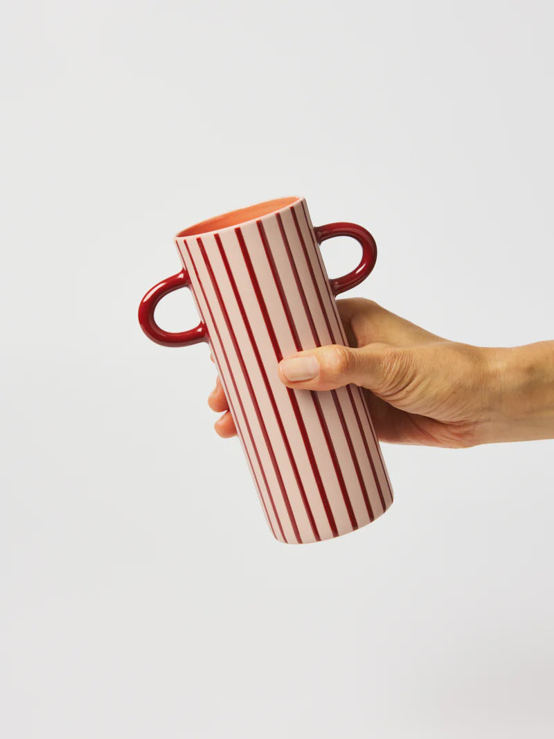 Griffe Bud Vase Pink Pinstripe