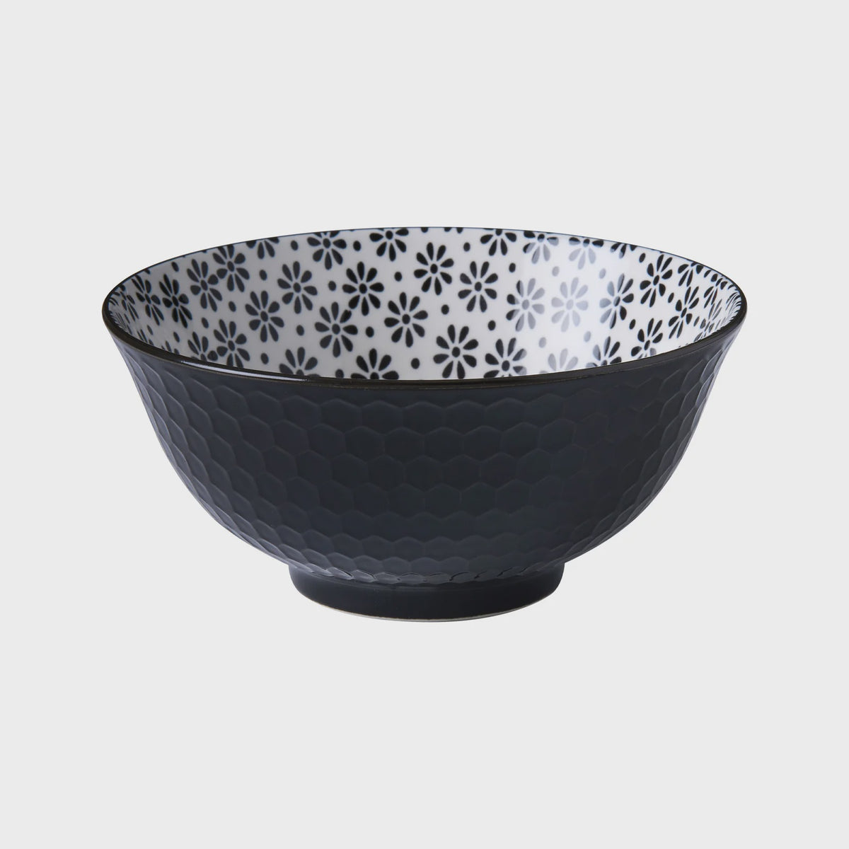 Glazed Porcelain Bowl | Monochrome Flower