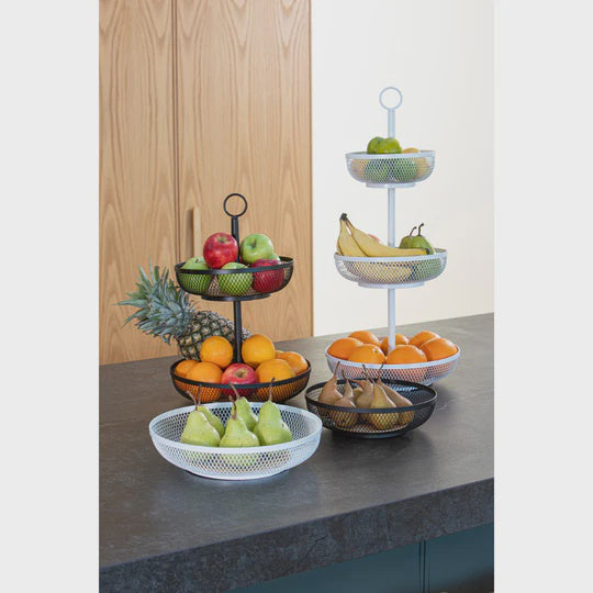 Olsen White 3 Tier Mesh Fruit Basket