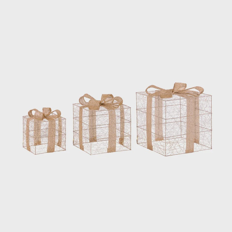 Set of 3 LED Illuminated Present Boxes