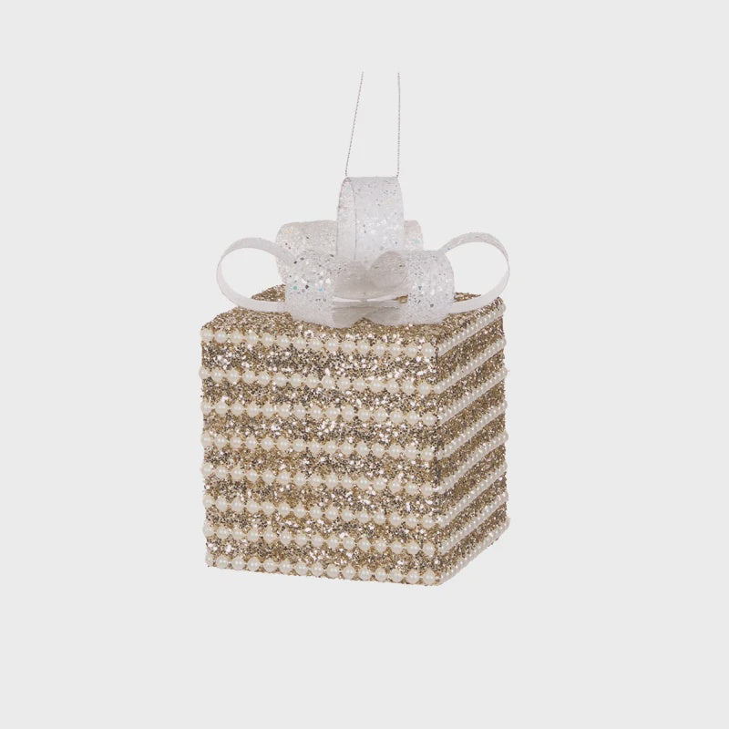 Champagne & Pearl Glittered Gift Box | 10cm