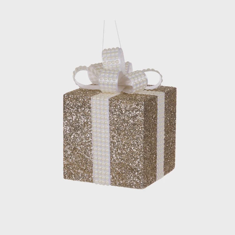 Champagne & White Glittered Gift Box | 20cm