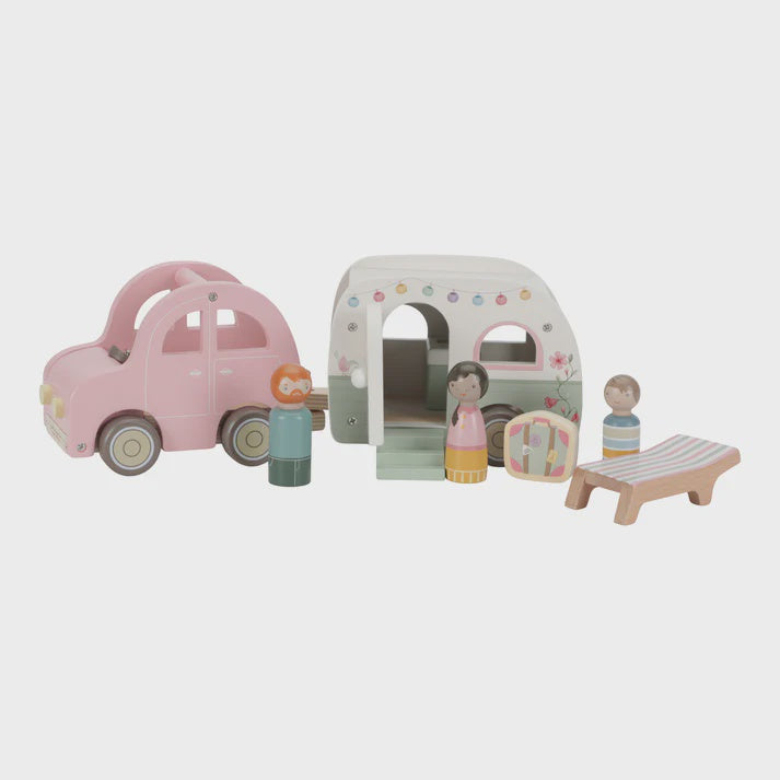 Wooden Toy Car with Caravan