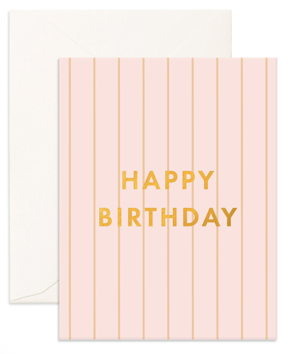 Greeting Card | Birthday Peony Pinstripe