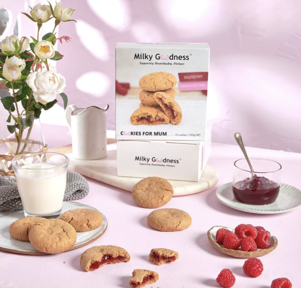 Raspberry Lactation Cookies | Dairy & Soy Free