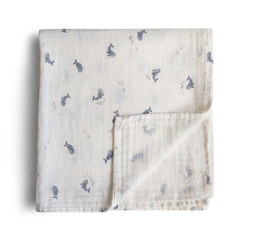 Muslin Swaddle Blanket | Whales