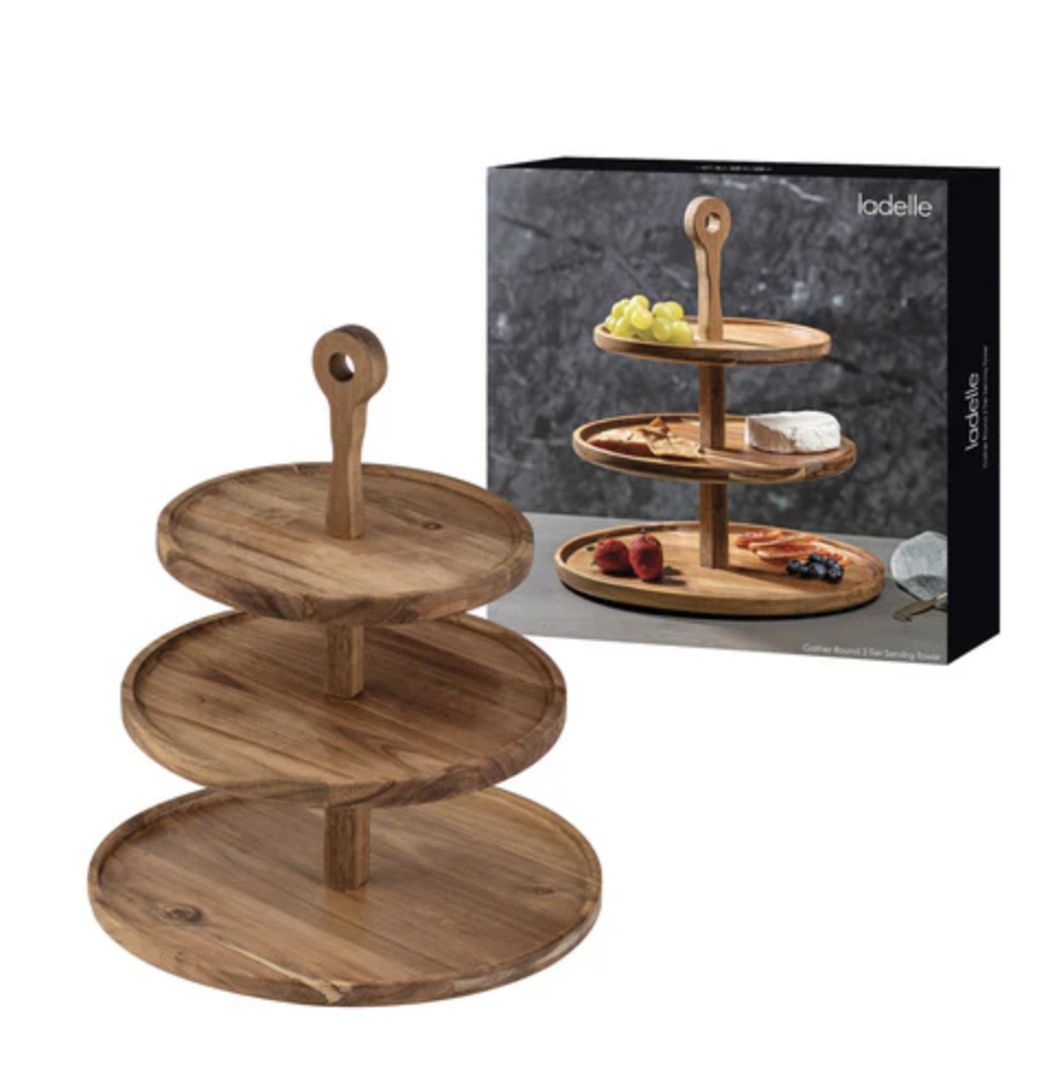 Gather Round Acacia | 3 Tier Serving Tower