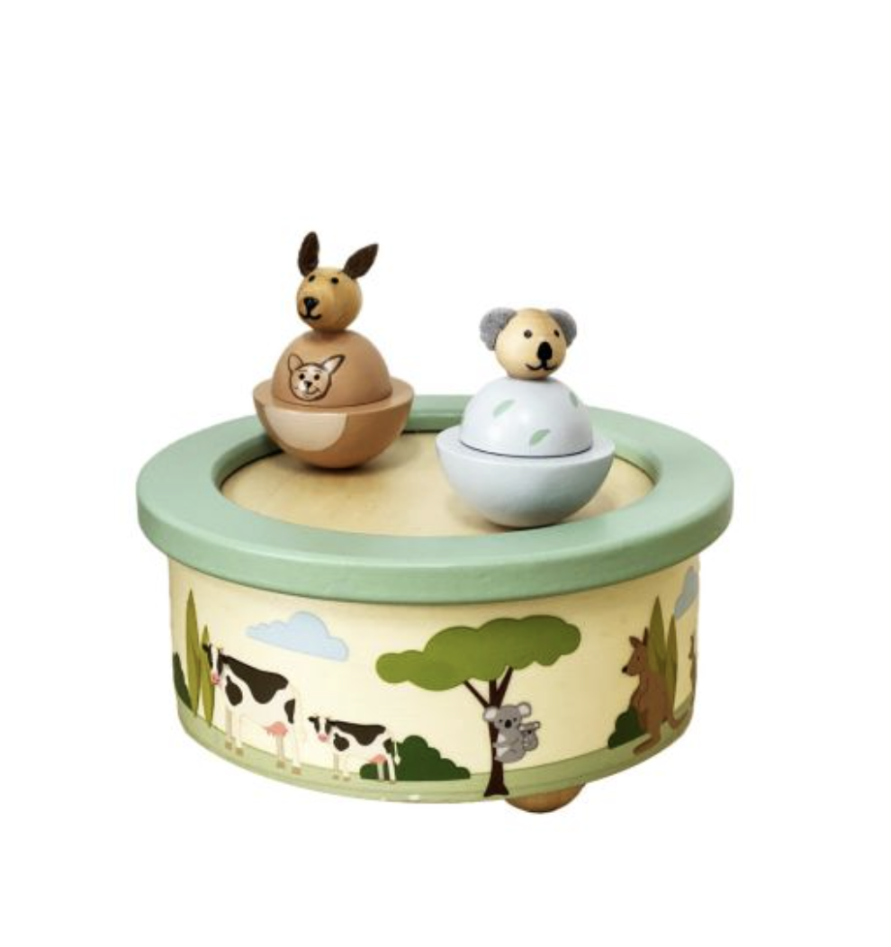 Wooden Kangaroo & Koala Music Box