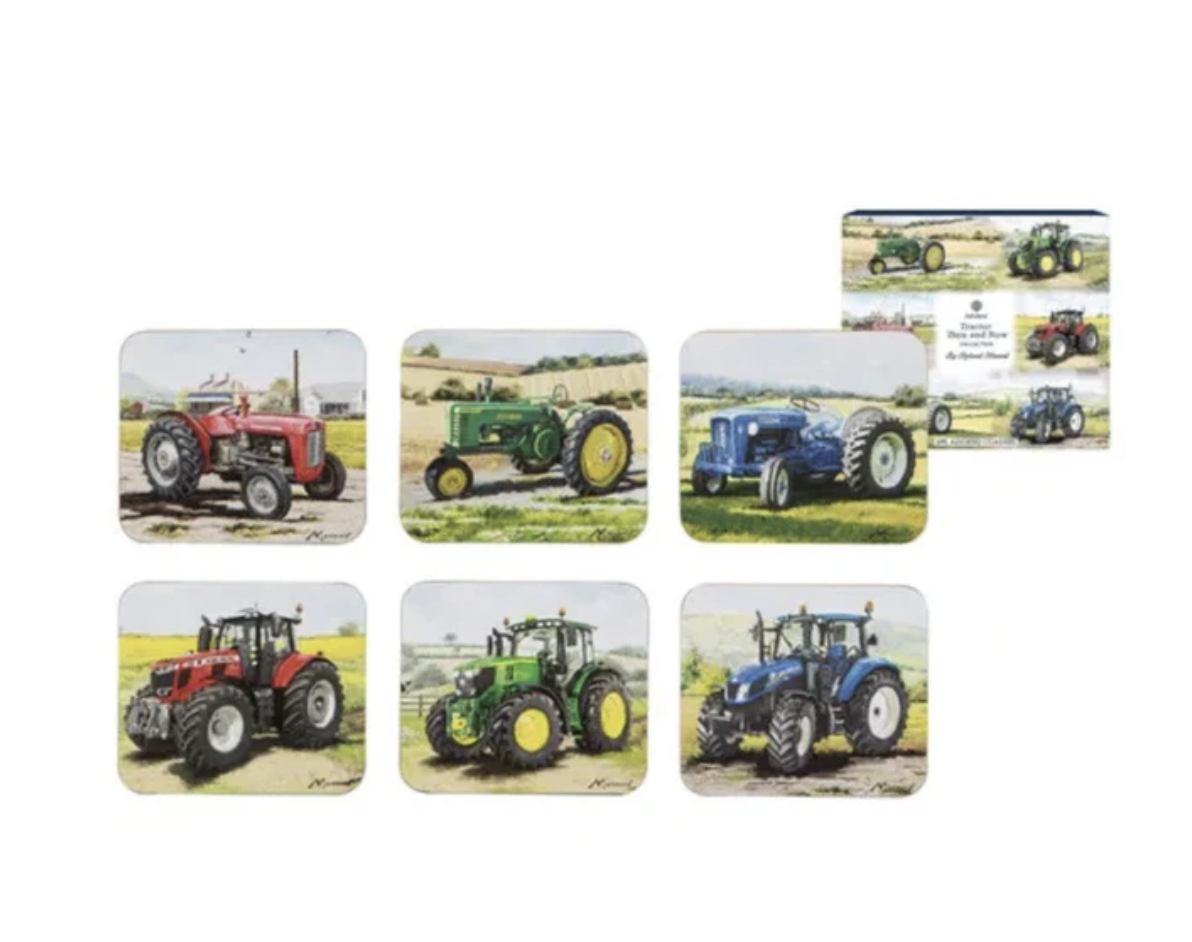 Tractors Then/Now Assorted 6pk Coaster