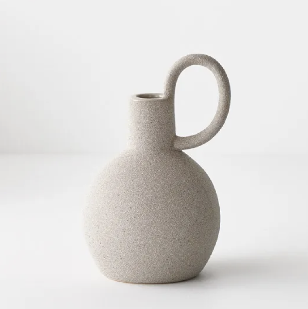 Vase Pilu w Handle | 15cm | Grey