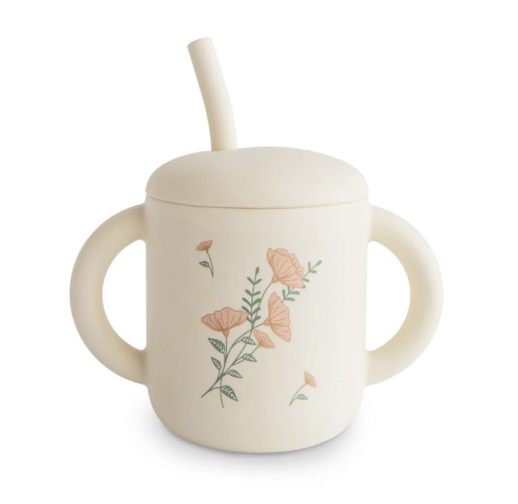 Training Cup & Straw | Pink Flowers