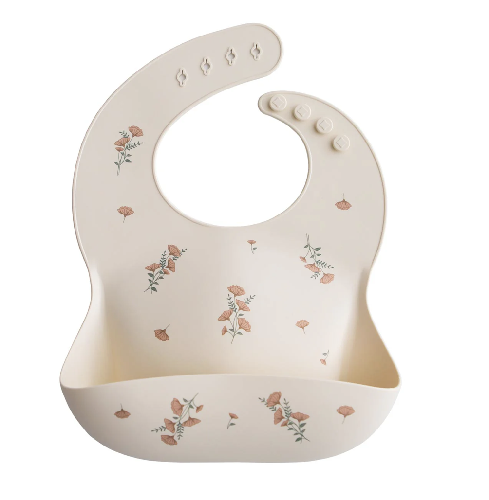 Silicone Bib | Pink Flowers