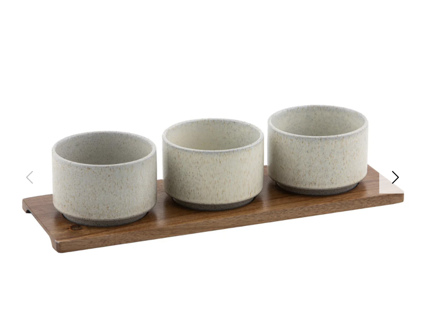 Eden Cream 4pc Bowl & Tray Set
