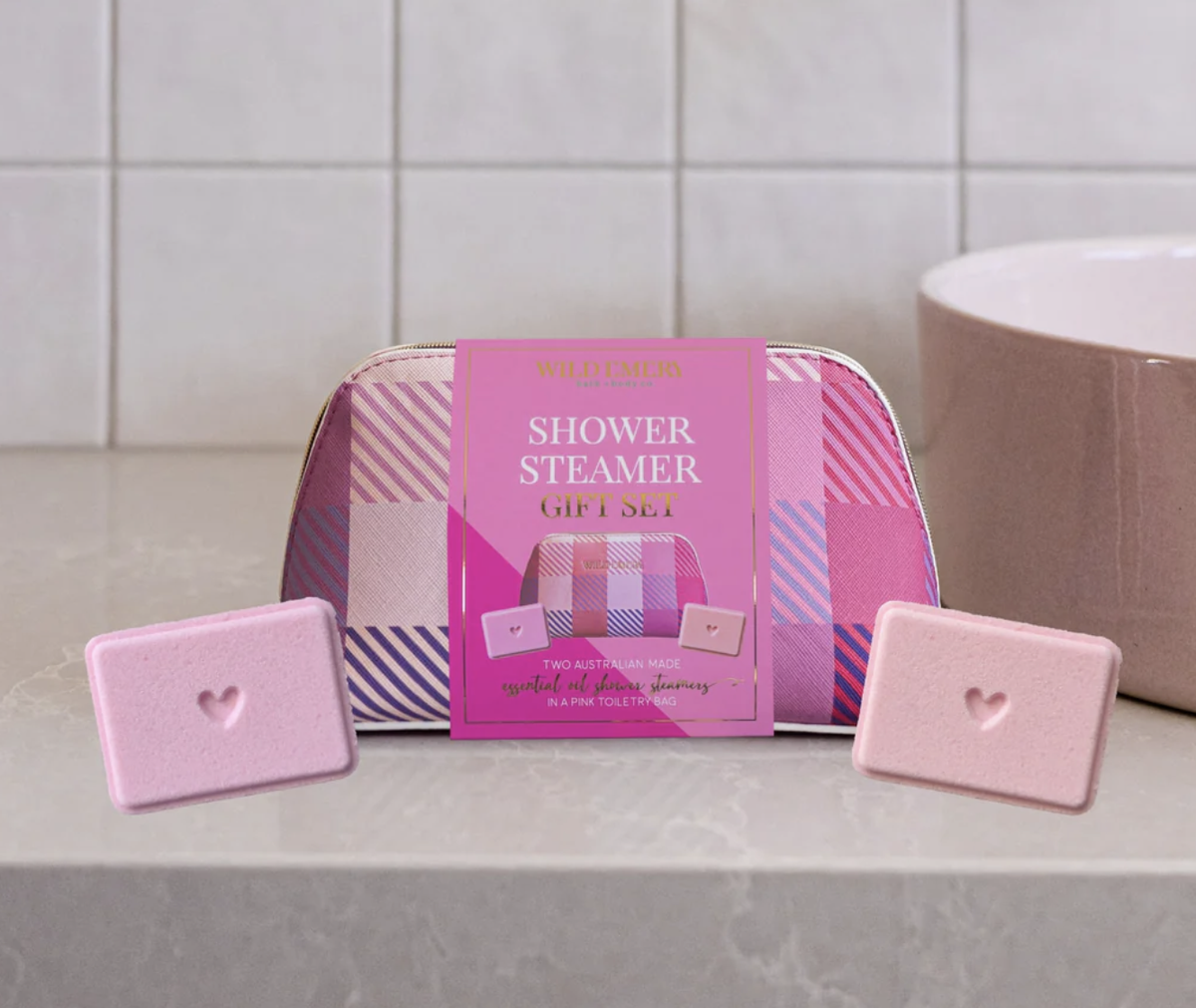 Gift Set | Two Shower Steamer + Pink Bag