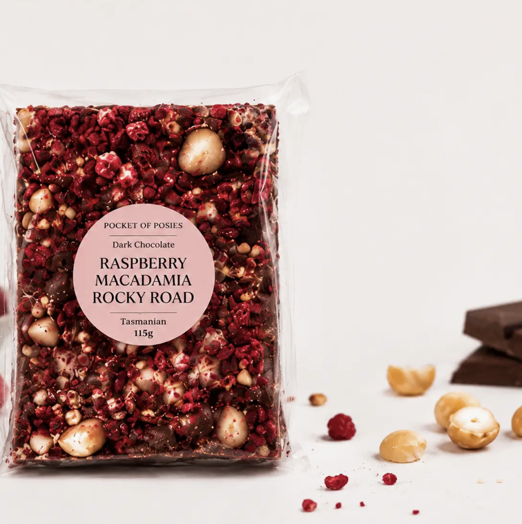 Tasmanian Raspberry & Macadamia Dark Chocolate Rocky Road