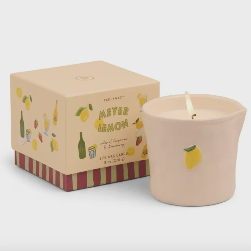 Bistro | Lemon Embossed Ceramic  Candle | Meyer Lemon