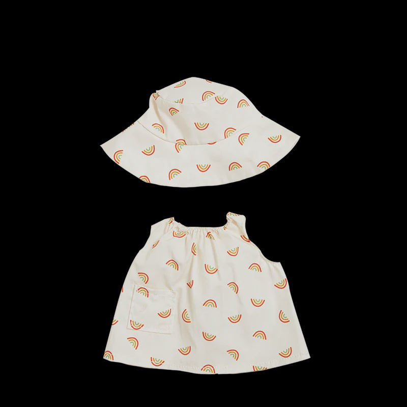 Dinkum Dolls | Cotton Una Rainbow Dress Set | Ivory