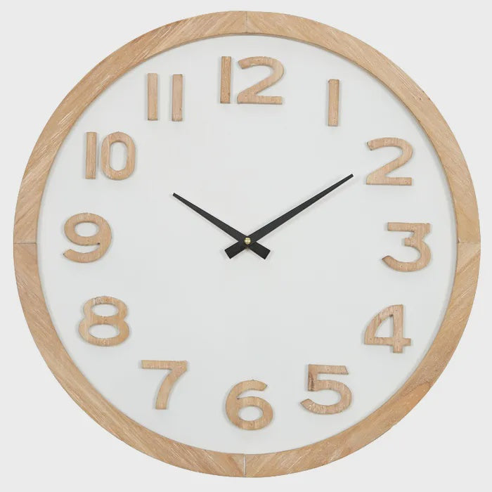 Wallace Clock | Natural/White | 50cm