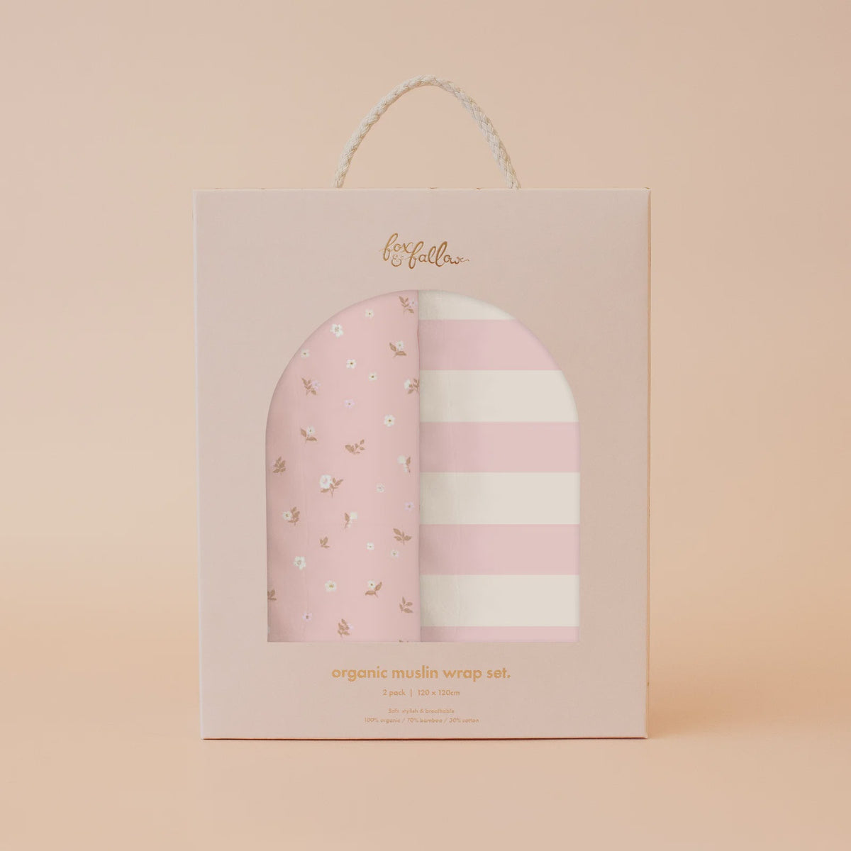 Dusty Roses/Petal Stripe | Organic Muslin Wrap Set