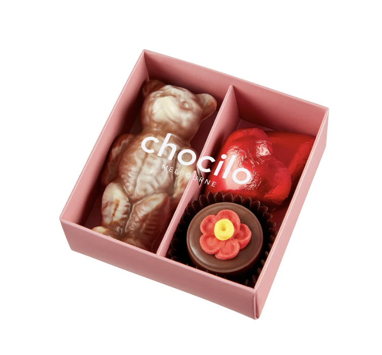 Gift Box | 4 Pack Hearts, Flower Pot & Bear Chocolate